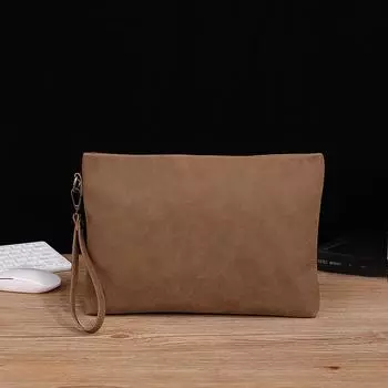 Мужской деловой повседневный клатч из мягкой искусственной кожи с горизонтальным квадратным креплением, износостойкий клатч из кожи Crazy Horse 30cm*2cm*21cm кофейный