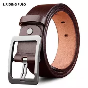 Мужской деловой ремень с пряжкой, универсальный модный повседневный ремень в корейском стиле 110cm коричневый