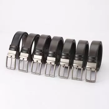 Мужской деловой ремень с вращающейся пряжкой, мягкий кожаный ремень, двухсторонний, повседневный, универсальный, высококачественный ремень 3.5 wide 1.2 meters long (button head 80g)