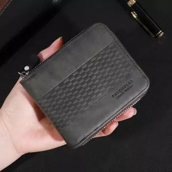 Мужской деловой ретро короткий кошелек с несколькими отделениями для карт из искусственной кожи с пряжкой-молнией держатель для банковских карт
