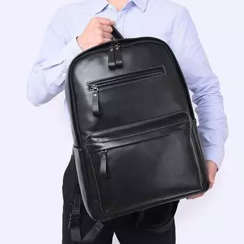 Мужской деловой рюкзак, модная повседневная мужская сумка Bao, высококачественная мужская сумка из коровьей кожи, легкий трендовый рюкзак чёрный