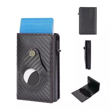 Мужской держатель для карт из углеродного волокна с блокировкой Rfid, тонкий кошелек AirTag, всплывающий держатель для кредитных карт, минималистичный кошелек с отделением для наличных