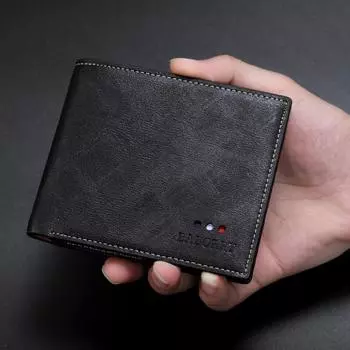 Мужской держатель кредитной карты, блокирующий Rfid-кошелек, кожаный унисекс, информация о безопасности чёрный