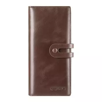 Мужской длинный большой вместительный кошелек из коровьей кожи на несколько карт хаки