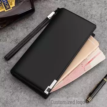 Мужской длинный клатч-кошелек на молнии с отделениями для нескольких карт большой емкости 19.5x10x2.5cm