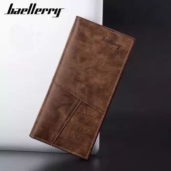 Мужской длинный кошелек Baellerry с защитой RFID и несколькими отделениями для карт, лоскутный сгиб на молнии, портмоне для монет