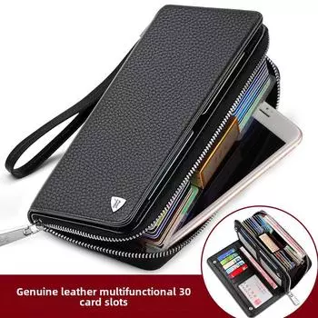 Мужской длинный кошелек из натуральной кожи King Paul - держатель для нескольких карт с клатчем большой емкости