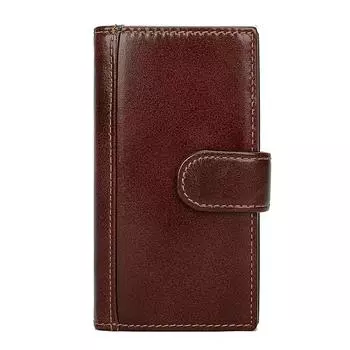 Мужской длинный кожаный кошелек из натуральной кожи шоколадный