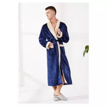 Мужской длинный теплый фланелевый халат большого размера, зимняя новая пижама, мужской коралловый бархатный банный халат, женский коралловый халат M