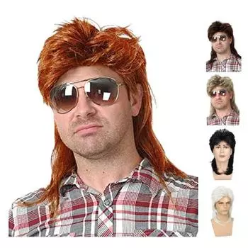 Мужской длинный вьющийся парик с челкой, пушистые натуральные волосы в стиле панк, термостойкие высокотемпературные волокна, мужские синтетические волосы средней длины чёрный