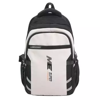 Мужской дорожный рюкзак большой вместимости, школьный рюкзак для учеников средней и старшей школы белый/чёрный