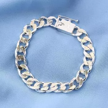 Мужской двухцветный серебряный браслет с квадратной пряжкой - Европейская и американская мода