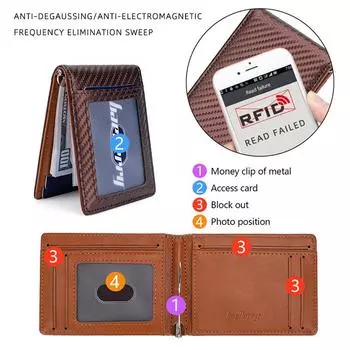 Мужской двухслойный держатель для кредитных карт из углеродного волокна с защитой RFID, магнитный защитный кошелек, модный кошелек для монет