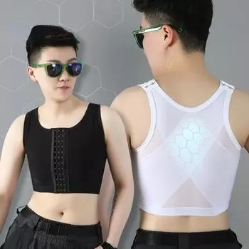 Мужской дышащий бандаж на грудь, полный бандаж с пряжкой, бандаж для груди, плотный бандаж Tomboy, спортивный корсет M белый