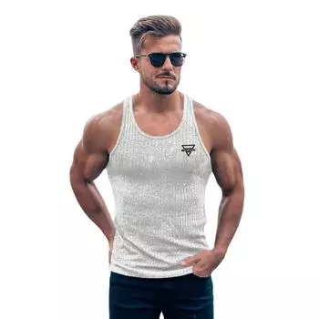 Мужской дышащий дышащий жилет для занятий спортом, бодибилдингом и фитнесом, летняя мода, новый ежедневный жилет с круглым вырезом и принтом для тренировок Do The Work M белый