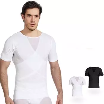 Мужской дышащий обтягивающий утягивающий комбинезон с короткими рукавами XL белый