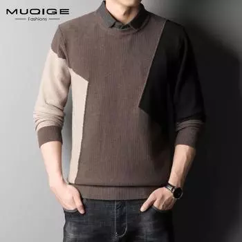 Мужской джемпер на осень и зиму, новые свободные повседневные трендовые топы с круглым вырезом, мужские универсальные трикотажные изделия для ленивого стиля M/170