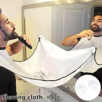 Мужской фартук для бритья, фартук для ухода за бородой, фартук для бритья, салфетка для бритья волос с присоской, мужской фартук для чистки чёрный