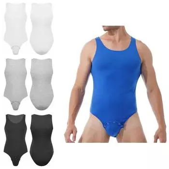 Мужской фитнес-боди с U-образным вырезом, без рукавов, с застежкой-кнопкой, для тренировок в спортзале M