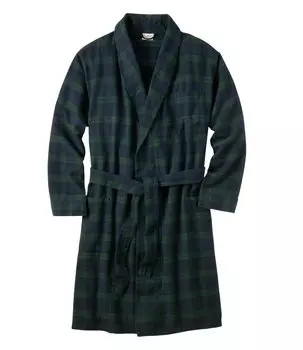 Мужской фланелевый халат LLB в шотландскую клетку, размер US Fit Regular L, черный, с узором «тартан», синий 0A09214006
