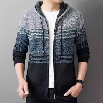 Мужской флисовый кардиган, свитер большого размера, куртка с капюшоном, цветной, с длинным рукавом, осень для мужчин M темно-серого