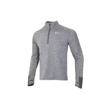 Мужской флисовый пуловер для бега с длинными рукавами и полумолнией Nike Sphere Dri-Fit, серый CU6088-068 M