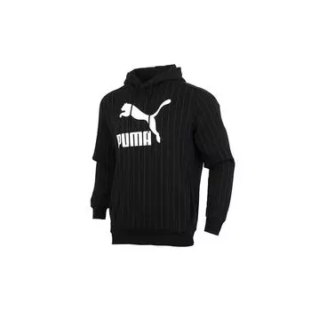 Мужской флисовый пуловер Puma Pinstripe с капюшоном черный 530179-01 S