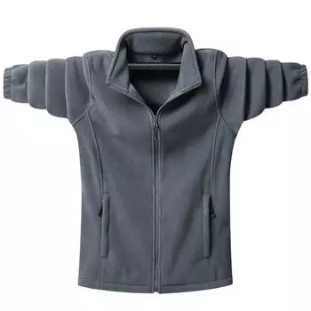 Мужской флисовый свитер, мужская куртка на осень и зиму, большой размер, толстый и теплый кардиган из овечьей шерсти, куртка с воротником-стойкой M чёрный