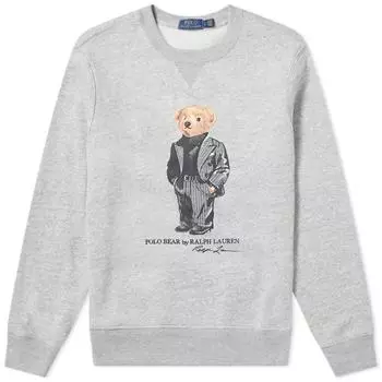 Мужской флисовый свитшот с круглым вырезом и графикой медведя Polo Ralph Lauren, серый, MNPOKNI16810750-D86 L