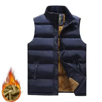 Мужской флисовый жилет однотонный большой размер свободный тепловой жилет повседневный жилет 6XL чёрный