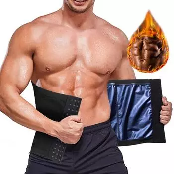 Мужской формирователь тела, тренажер для талии Cincher, триммер, пояс, компрессионный пояс для контроля живота, тренировки, сауна, потовые ленты, корректирующее белье для фитнеса, похудения S/M синий/чёрный