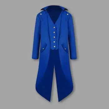 Мужской фрак Yousheng с лацканами, длинными рукавами и карманами, пиджак средней длины, однотонный поддельный костюм из двух частей, смокинг в стиле ретро середины века S