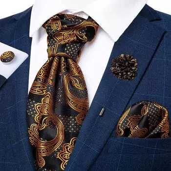 Мужской галстук Acot с бутоньеркой с цветочным принтом, шелковый галстук Paielsy, носовые запонки, роскошный комплект галстуков Ascot Dibangu AS-2035