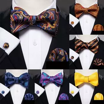 Мужской галстук-бабочка Barry.Wang, карманные квадратные запонки, 13 стилей, комплект шелкового галстука-бабочки с бабочкой LH-1024