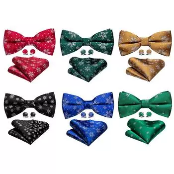 Мужской галстук-бабочка с рисунком динозавра, снежинки, рождественский узор, галстук, платок, запонки, набор, галстуки для вечеринок LH-0834