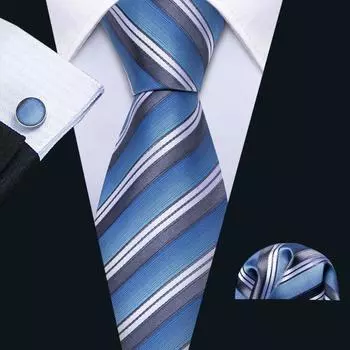 Мужской галстук Barry.Wang, набор запонок с нагрудным карманом, жаккардовый шелковый галстук в полоску N-5216