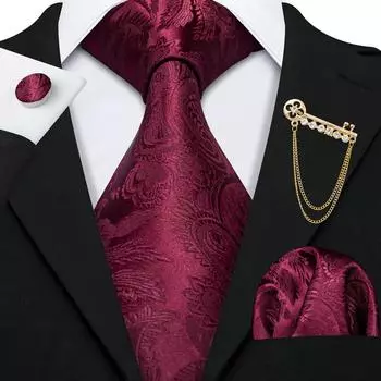 Мужской галстук Barry.Wang с брошками, галстук с цветком пейсли, носовой платок, запонки, свадебный дизайнерский формальный комплект N-5144