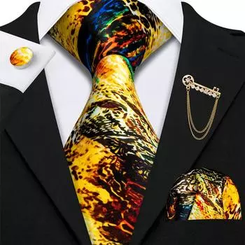 Мужской галстук-брошь Barry.Wang, носовой платок, запонки, галстук с принтом для свадьбы, вечеринки, свиданий N-5281