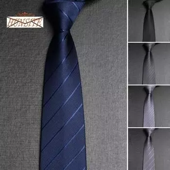 Мужской галстук Деловой галстук для работы Формальный случай в полоску Шелковистый гладкий против морщин Регулируемый легкий наряд Одинаковая вечеринка Свадебный галстук чёрный