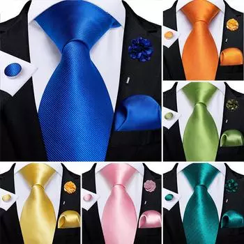 Мужской галстук, формальная вечеринка, синяя бутоньерка, шелковый галстук, носовой платок, запонки, набор галстуков для свадебных аксессуаров N-0850