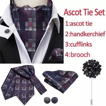 Мужской галстук Hi-Tie, новинка, дизайнерский галстук Ascot с нагрудными квадратными запонками, брошь, широкие галстуки AS-1008