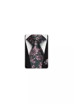 Мужской галстук Japanese Chief Silk [Enlision], черный, розовый, с цветочным узором, стильный, свадебный, брендовый, с узором,…