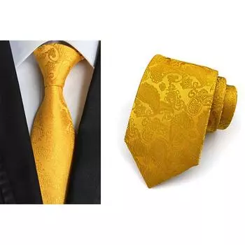 Мужской галстук, классический галстук для свадебной вечеринки One Size золотой