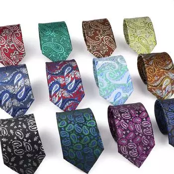 Мужской галстук, роскошные галстуки в клетку шириной 8 см с цветочным рисунком пейсли для свадьбы, деловой вечеринки, галстуки, подарки 1