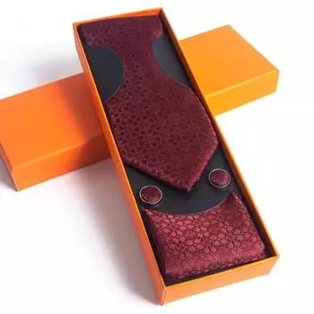 Мужской галстук с квадратной манжетой, подарочный набор в деловой повседневной оранжевой подарочной коробке