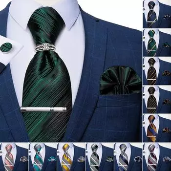 Мужской галстук, шелковый классический свадебный галстук с узором пейсли и нагрудные квадратные запонки, комплект N-7787