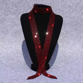 Мужской галстук со стразами, длинный регулируемый ажурный изысканный легкий танцевальный сценический галстук для выступления, вечеринки, выпускного вечера, мужской галстук