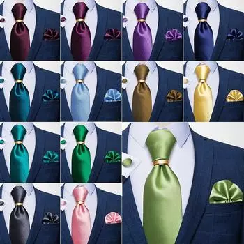 Мужской галстук, зеленый галстук авокадо, кремовый однотонный галстук, блестящий свадебный галстук для мужчин, кольцо для галстука, носовой платок, запонки, комплект шелкового галстука N-7356