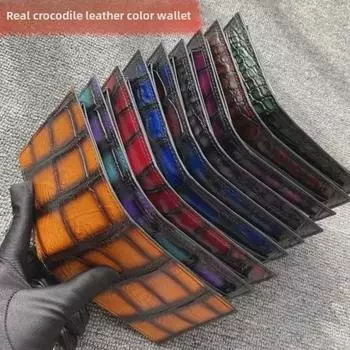 Мужской горизонтальный кошелек из кожи крокодила с узором «Сиамский живот» 12cm x 9cm x 2cm