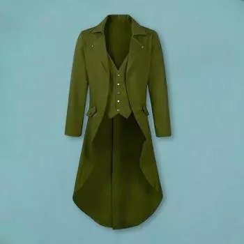 Мужской готический фрак с лацканами, длинный рукав, однобортный, имитация двухкомпонентного пиджака с карманами, пиджак середины века M светло-коричневого